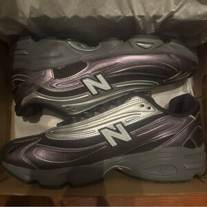 New Balance Metallic Gray and Silver Sneakers
